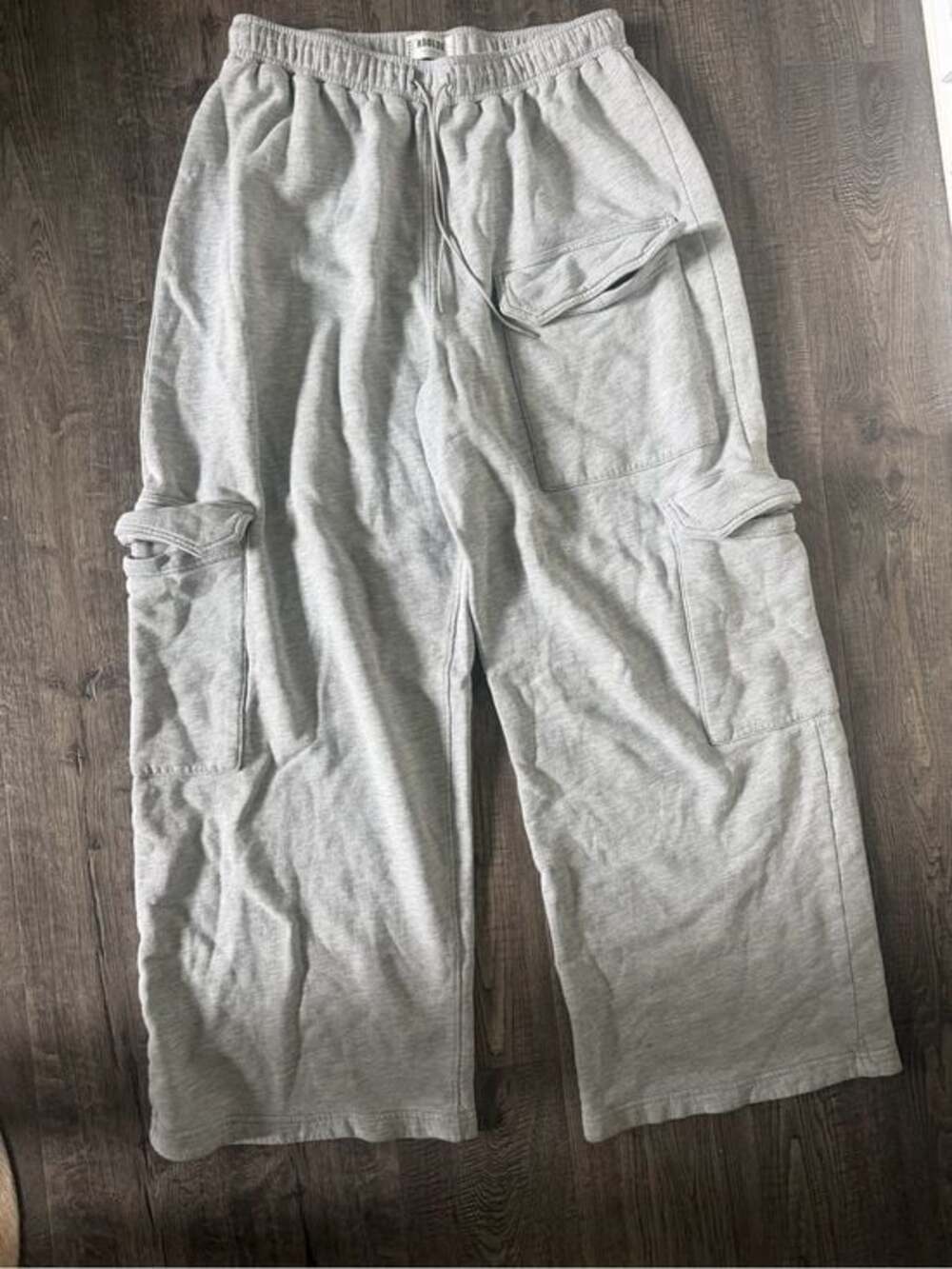 Agolde Grey Wide-Leg Cargo Sweatpants